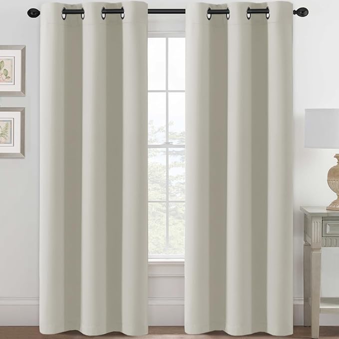H.VERSAILTEX Room Darkening Curtains 84 Inches Long for Living Room Light Reducing Blackout Curtains for Bedroom Thermal Insulated Window Treatment Panels Grommet Top 2 Panels, 42 x 84 Inches - Ivory-HomvellaHome