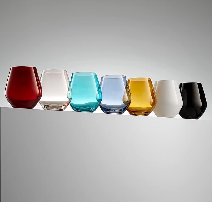 Godinger Wine Glasses, Stemless Wine Glasses, Red Wine Glasses, Drinking Glasses, European Made Stemless Wine Glass - Blush, 17oz, Set of 4-HomvellaHome