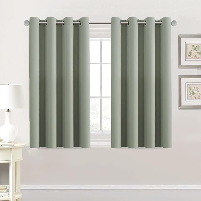 H.VERSAILTEX Premium Blackout Thermal Insulated Room Darkening Curtains for Bedroom/Living Room - Classic Grommet Top (2 Panels, Light Sage, 52 Inch by 45 Inch)-HomvellaHome