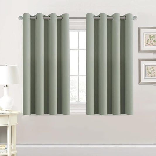 H.VERSAILTEX Premium Blackout Thermal Insulated Room Darkening Curtains for Bedroom/Living Room - Classic Grommet Top (2 Panels, Light Sage, 52 Inch by 45 Inch)-HomvellaHome