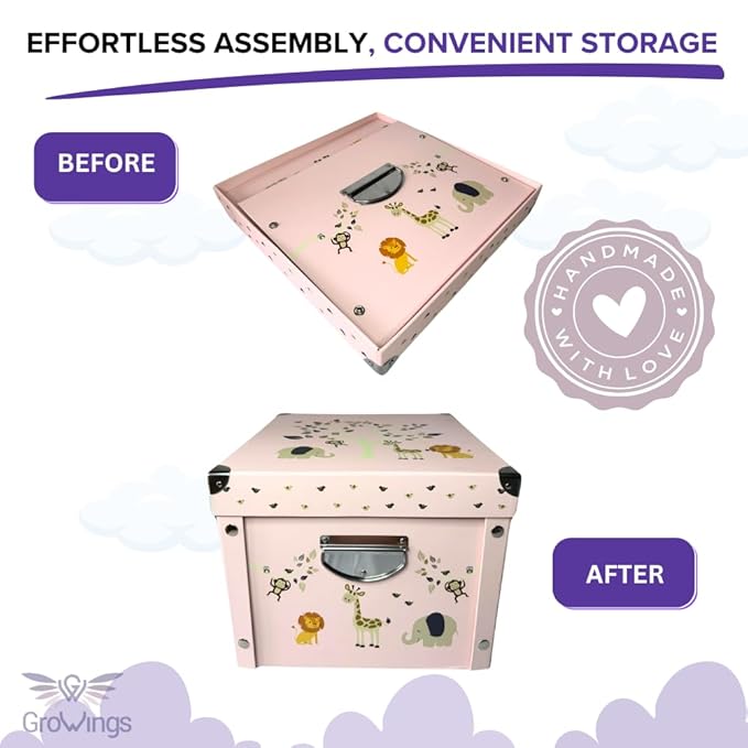 GroWings Baby Keepsake Box - Large Memory Storage for Newborns, Suitable for Boys and Girls, Strong, Durable, and Collapsible Gifts-HomvellaHome