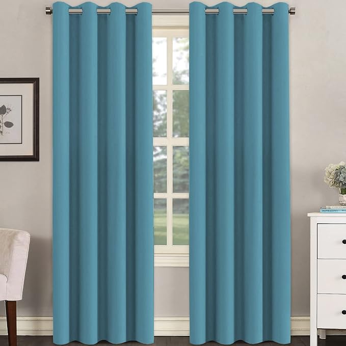 H.VERSAILTEX Premium Blackout Thermal Insulated Room Darkening Curtains for Bedroom/Living Room - Classic Grommet Top (2 Panels, Storm Blue, 52 Inch by 84 Inch)-HomvellaHome