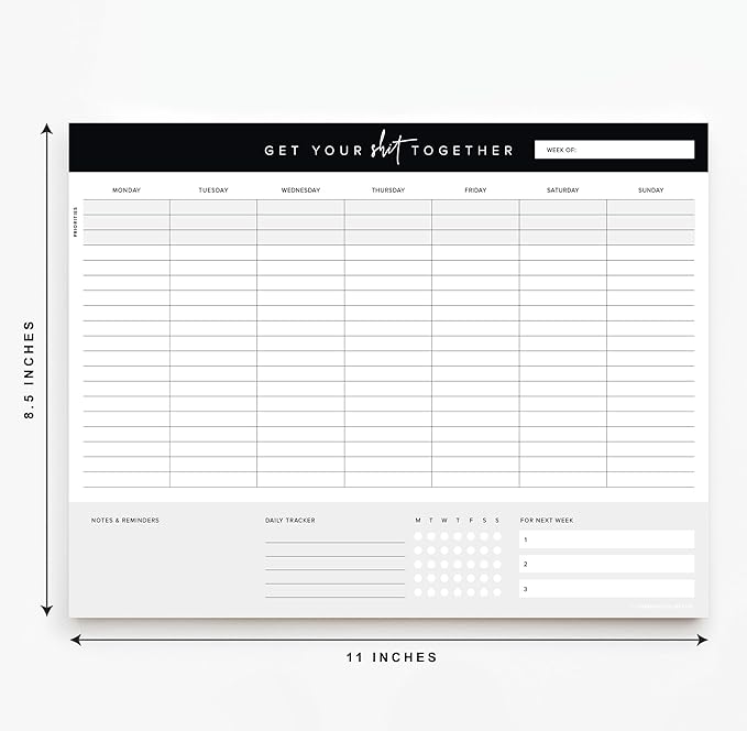 Get Your Stuff Together Weekly Work Planner - 8.5 x 11 Inch Undated Daily Planner with 52 Tear-Off Pages, Weekly To Do List Notepad for Effective Task Management, US Owned Busines-HomvellaHome