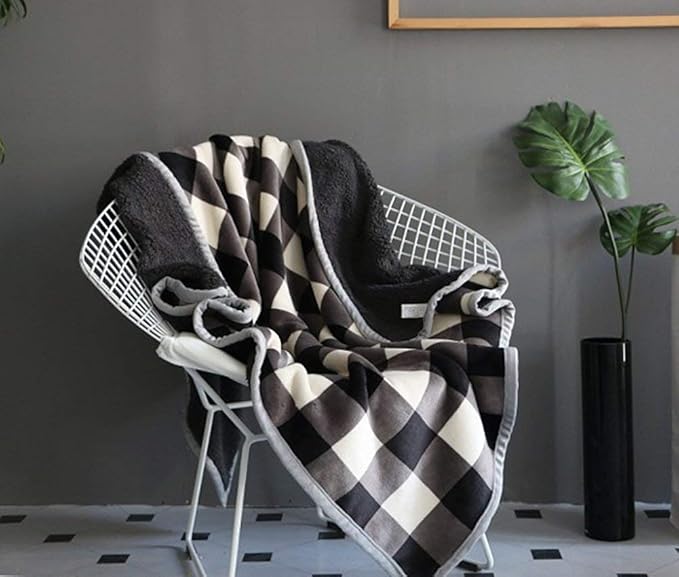 UKELER Buffalo Check/Plaid Throw Blanket 60''×50'' for Couch- Ultra Soft Plush Flannel Fleece Sherpa Throw Bed Throws for Kids and Adult-HomvellaHome
