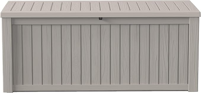 150Gal Outdoor Deck Box Waterproof, Lager Patio Storage Box Indoor and Outdoor Use, Lockable Resin Storage Bin for Patio Furniture Cushions Garden Tools, Package Delivery,UV Resistant-Grey-HomvellaHome