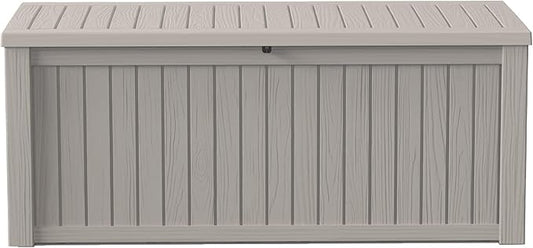150Gal Outdoor Deck Box Waterproof, Lager Patio Storage Box Indoor and Outdoor Use, Lockable Resin Storage Bin for Patio Furniture Cushions Garden Tools, Package Delivery,UV Resistant-Grey-HomvellaHome