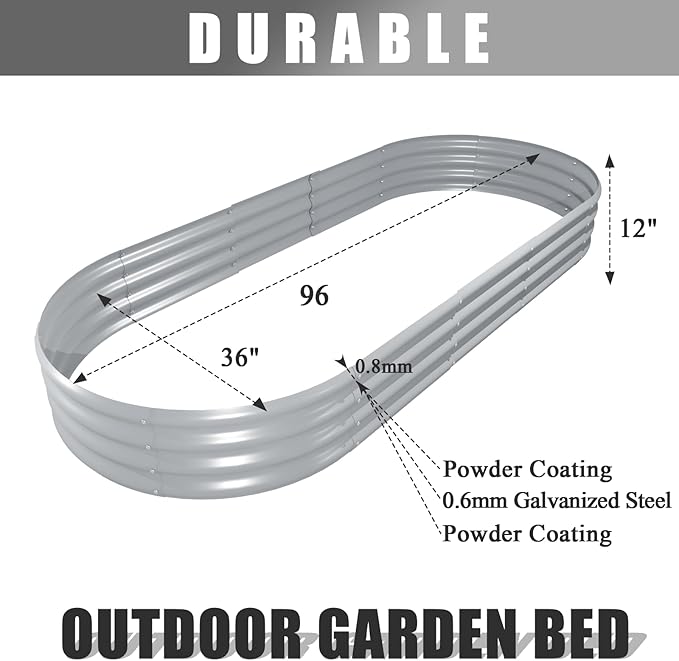 2 Pack 8x3x1FT Galvanized Raised Garden Bed Large Metal Planter Box Kit Elevated Raised Garden Planters for Outdoor Plants, Gray-HomvellaHome
