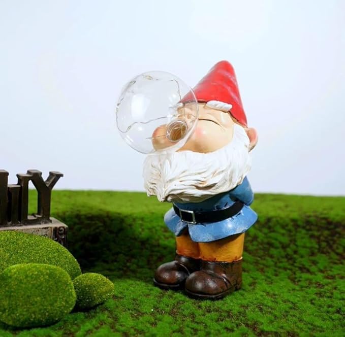 Garden Gnomes Outdoor with LED Solar Light - 11’’Spring Gnomes Decorations for Home/Yard/Patio with Lantern - Solar Garden Statues (Bubble Gnome)-HomvellaHome