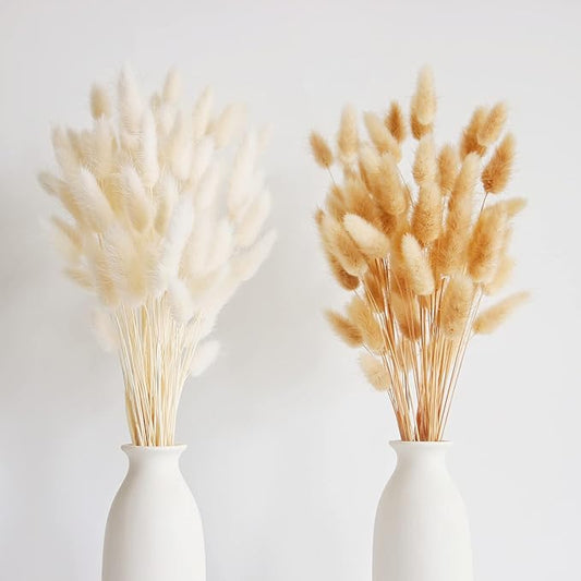 120 PCS Bunny Tails Dried Flowers, Dried Pampas Grass Bouquet, Boho Table Decor, White Pampas Grass Small, Dried Bunny Tails, Pampas Grass for Wedding, Home, Rustic Party, Baby Shower Decorations-HomvellaHome