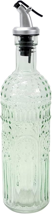 Grant Howard Etrusco Embossed Glass Oil and Vinegar Cruet with Pourer, 16 oz, Translucent-HomvellaHome
