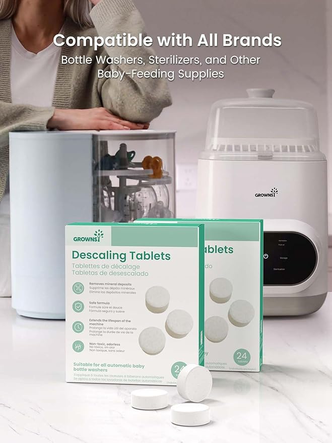 GROWNSY Descaling Tablets Descaler, 24 Descaling Tablets Compatible with Momcozy, Baby Brezza Bottle Washer, Effective for Bottle Washer, Warmer, Sterilizer, Formula Maker-HomvellaHome