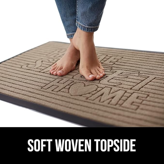 GORILLA GRIP 100% Waterproof All-Season WeatherMax Doormat 35x23, US Designed Natural Rubber, Stain and Fade Resistant, Low Profile Indoor Outdoor Door Mats, Easy Clean Patio Mat, Home Sweet Home-HomvellaHome