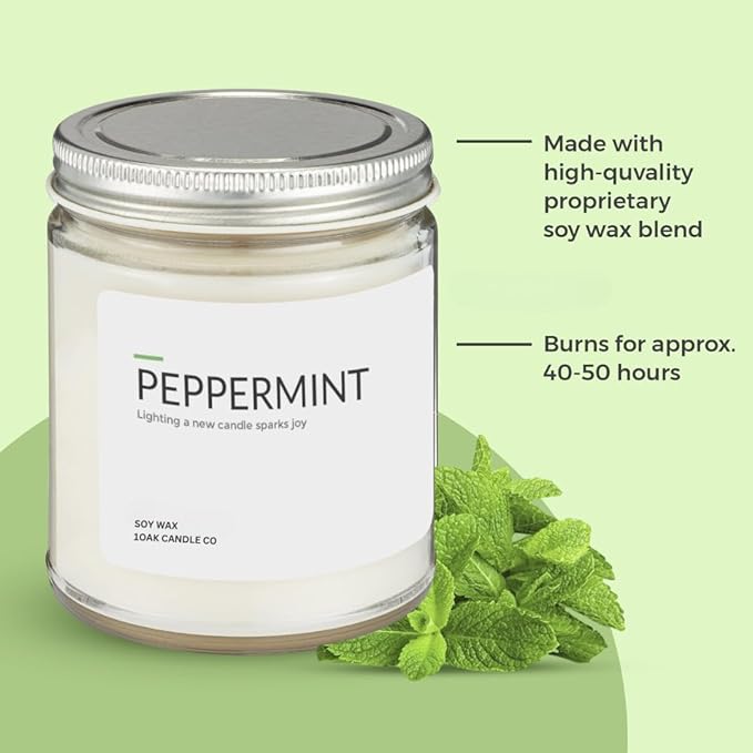 1OAK Soy Wax Scented Candles - Peppermint Candle - Scented Candles for Home (7oz.)-HomvellaHome