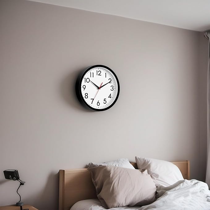 14 Inch Wall Clock Large Battery Operated Big Silent Non Ticking Analog Clock Decorative for Living Room Office Kitchen Outdoor Classroom Bedroom Bathroom School(Black)-HomvellaHome