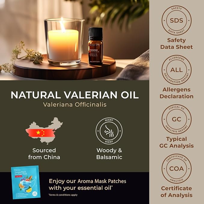 Gya Labs Valerian Essential Oil for Diffuser - 0.17 Fl Oz - 100% Pure Natural Valerian Oil for Skin, Aromatherapy & Candle Making Scent-HomvellaHome