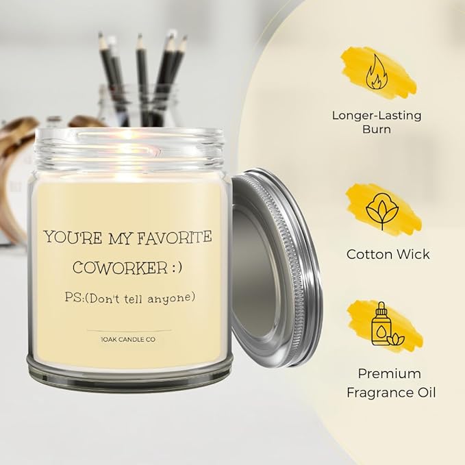 1OAK Vanilla Coworker Candle - Office Gifts for Coworkers - Funny & Farewell Gifts for Women, Men & Colleagues-HomvellaHome