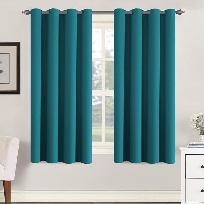 H.VERSAILTEX Thermal Insulated Blackout Curtains Soft and Smooth Baby Boy Room Window Panels,Formaldehyde-Free,Grommet,52 by 63 - Inch - Turquoise Blue - Set of 2-HomvellaHome