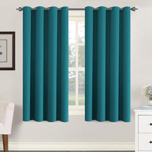 H.VERSAILTEX Thermal Insulated Blackout Curtains Soft and Smooth Baby Boy Room Window Panels,Formaldehyde-Free,Grommet,52 by 63 - Inch - Turquoise Blue - Set of 2-HomvellaHome