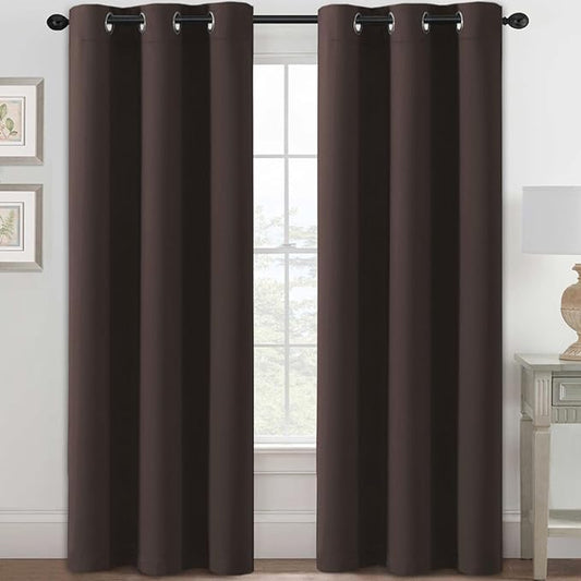 H.VERSAILTEX Blackout Curtains for Bedroom Thermal Insulated Room Darkening Living Room Curtains 84 Inch Long Grommet Privacy Protection Window Curtain Panels/Drapes, 2 Panels, Chocolate Brown-HomvellaHome