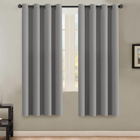 H.VERSAILTEX Insulated Thermal Blackout 72-Inch Long Grey Curtain Panels Pair - Nickel Grommet Window Drapes for Bedroom/Living Room (Dove Gray,Set of 2)-HomvellaHome