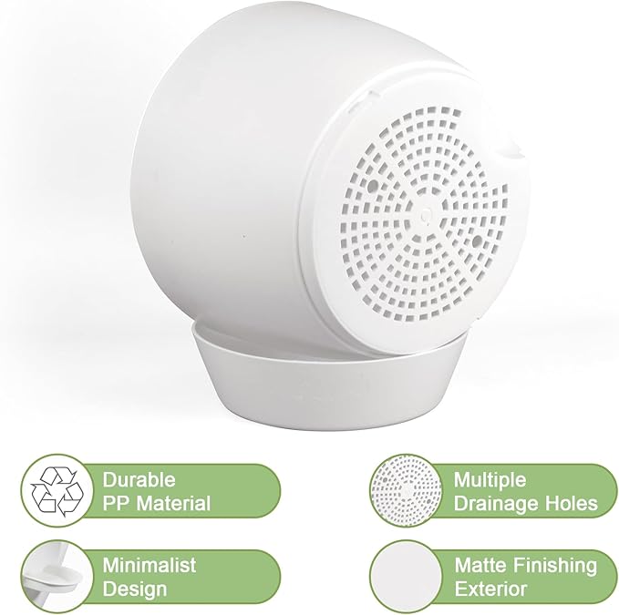 12/10/9 inch Large Self Watering Pots, Plant Pots with Mesh Drainage Holes for Indoor Outdoor Garden Plants, Flower Pots with Removable Deep Reservoir, Set of 3 Plastic Planters, White-HomvellaHome