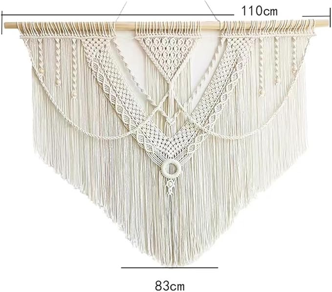 guzhiou large macrame wall hanging - Boho Tapestry Macrame Wall Decor Art- Chic Bohemian Handmade Woven Tapestry Home Decoration for Bedroom Living Room Apartment Wedding Party - 43"x32" (Beige-A)-HomvellaHome
