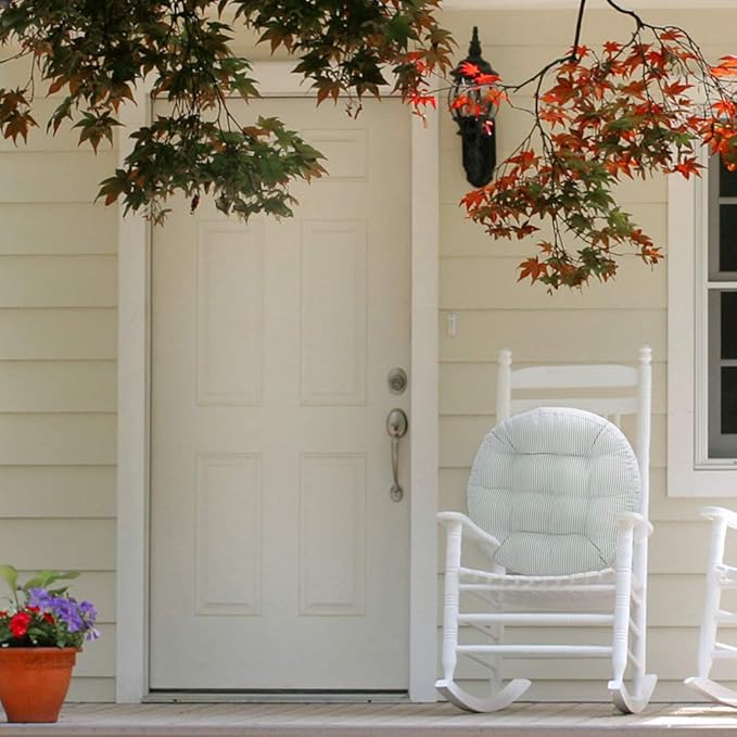 Tiita Stripe Patio Seat Cushions 22"x22" Round Chair Pads Home Floor Cushion Window Pad Set of 2 Throw Pillows Indoor/Outdoor, Green-HomvellaHome