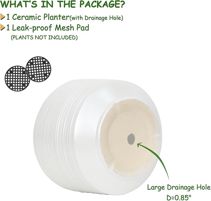 10 Inch Ceramic Plant Pot with Drainage – Large Flower Pot for Indoor Outdoor Plants, Modern Decorative Planter for Patio, Balcony, Garden, or Home Decor-HomvellaHome