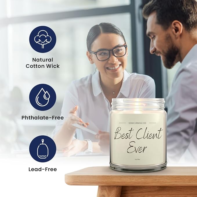 1OAK Vanilla Scented Candles - Appreciation Gifts for Clients - Client Candle - Thank You Client Gifts for Corporate Women, Men, Hairdresser, Lawyer, Realtor, Real Estate Agent, Paralegal, Attorneys-HomvellaHome