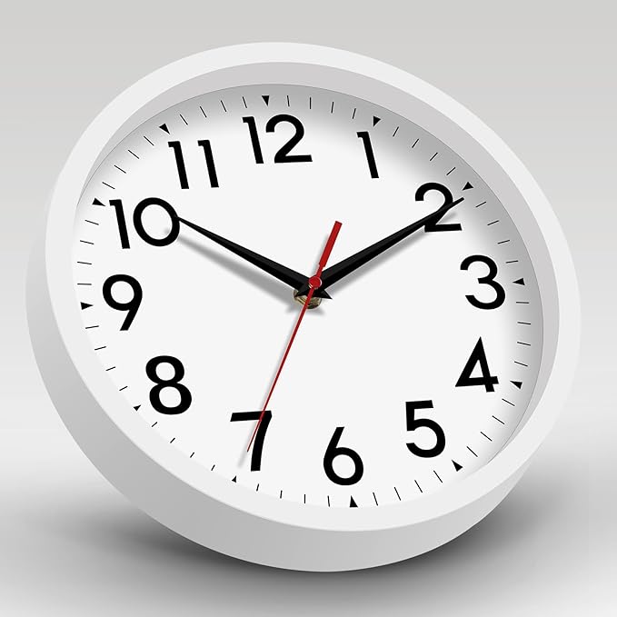 12 Inch Wall Clock Battery Operated Silent Non Ticking Analog Modern Decorative for Office Kitchen Outdoor Living Room Classroom Bedroom Bathroom School(White)-HomvellaHome