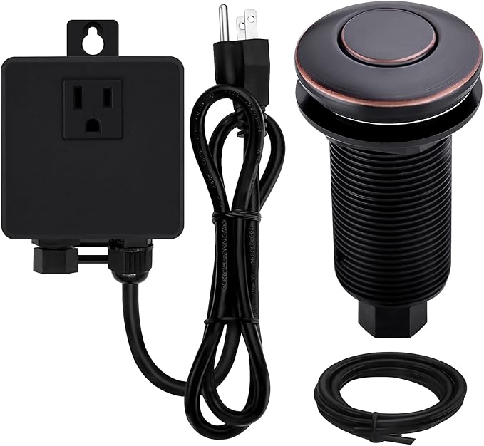 Garbage Disposal SinkTop Air Switch Kit with Long Button,Brass Made Cover,Oil Rubbed Bronze-HomvellaHome