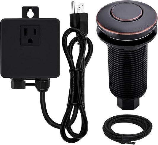 Garbage Disposal SinkTop Air Switch Kit with Long Button,Brass Made Cover,Oil Rubbed Bronze-HomvellaHome