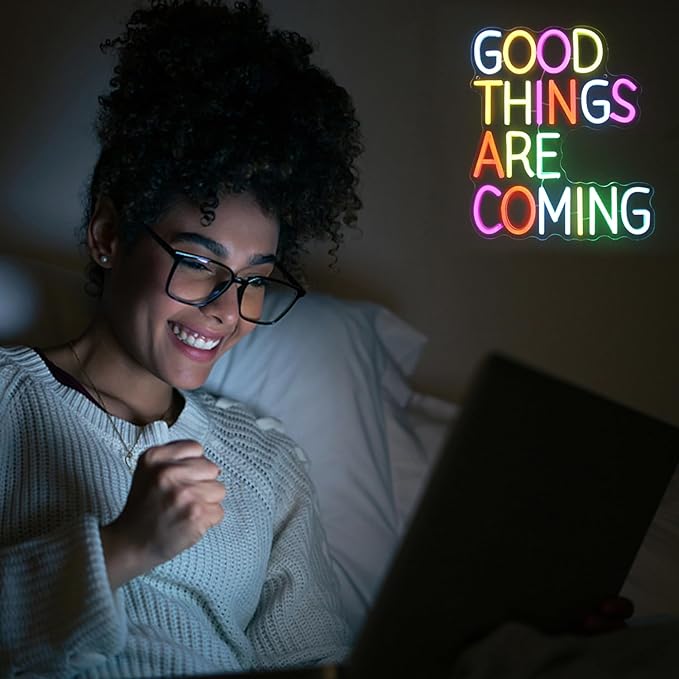 Good Things Are Coming Neon Sign Colorful Letters Neon Lights Signs Motivational Decor Inspirational Quotes LED Neon Signs for Wall Bedroom Bar Office Man Cave Dorm Decor Birthday Gifts-HomvellaHome