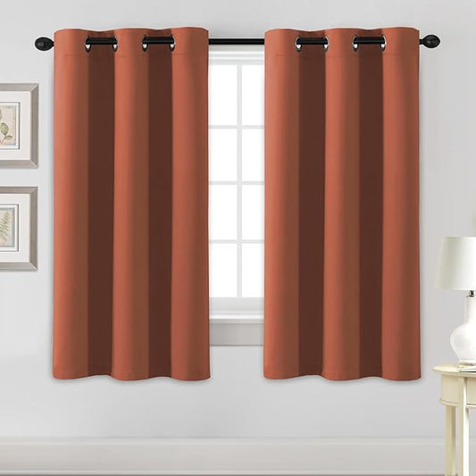 H.VERSAILTEX Blackout Curtains for Bedroom Thermal Insulated Room Darkening Living Room Curtains 63 Inch Long Grommet Privacy Protection Window Curtain Panels/Drapes for Nursery,2 Panels,Orange-HomvellaHome