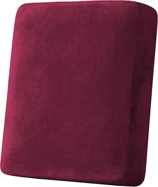 H.VERSAILTEX Velvet Stretch Couch Cushion Cover Plush Cushion Slipcover for Chair Cushion Furniture Protector Seat Cushion Sofa Cover (1 Piece Armchair Cushion Covers, Burgundy)-HomvellaHome