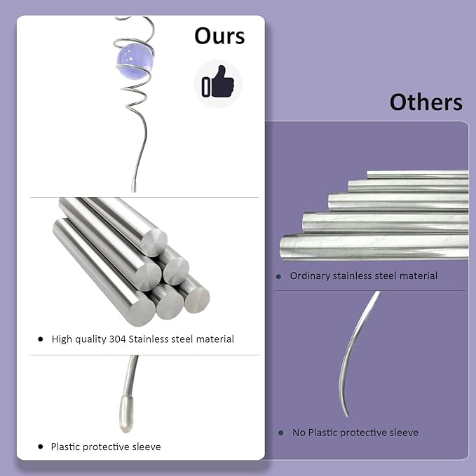 Gazing Ball Spiral Decorative Wind Spinner Sun Catcher 11inch Tail and 2 inch Glass Orb. Indoor Outdoor Garden Decoration Wind Sculptures-13 inch Height (Purple)-HomvellaHome