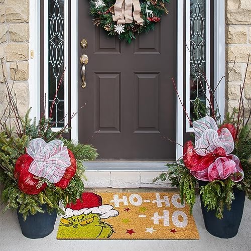 Gertmenian Disney Mickey Mouse Doormat Rug Retro Front Door Coir Mat Welcome Home Indoor Outdoor Entryway Carpet, 2-Pack 20x34, The Grinch Ho Ho Ho/Santa-HomvellaHome