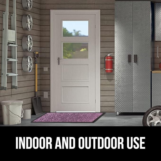 GORILLA GRIP 100% Waterproof All-Season WeatherMax Doormat, 23x35, Durable Natural Rubber, Stain and Fade Resistant, Low Profile, Indoor Outdoor Doormats, Easy Clean Entry Mat, Purple Confetti Daisy-HomvellaHome