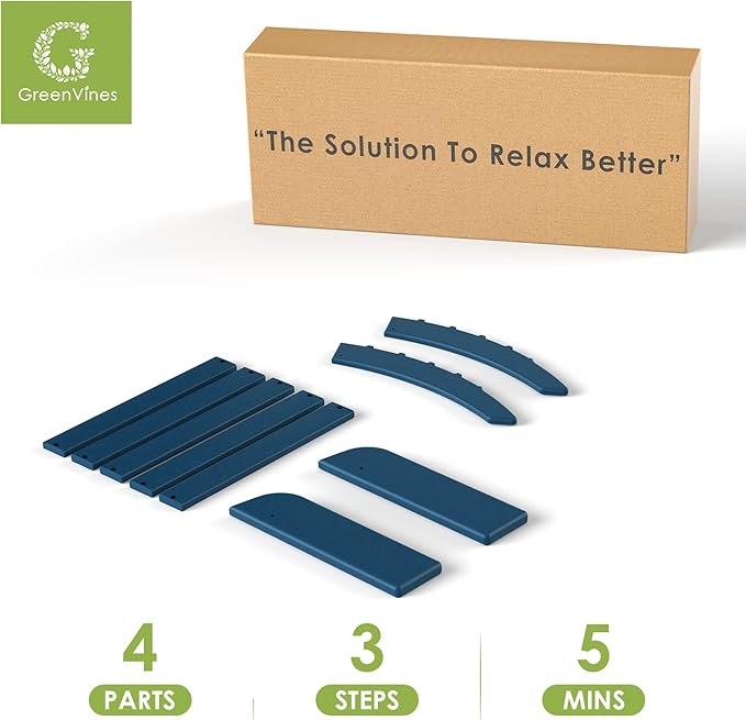 GREENVINES Adirondack-Ottoman | Set of 4 | HDPE Plastic | Outdoor Footrest | All Weather | Foot Rest | Foot Stool | Blue | for Adirondack Chair | for Patio Backyard Pool-HomvellaHome