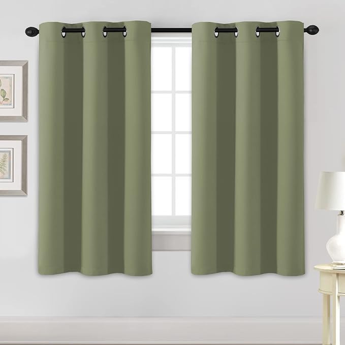 H.VERSAILTEX Blackout Curtains for Bedroom Thermal Insulated Room Darkening Living Room Curtains 63 Inch Long Grommet Privacy Protection Window Curtain Panels/Drapes for Nursery, 2 Panels, Sage-HomvellaHome