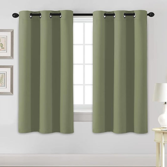 H.VERSAILTEX Blackout Curtains for Bedroom Thermal Insulated Room Darkening Living Room Curtains 63 Inch Long Grommet Privacy Protection Window Curtain Panels/Drapes for Nursery, 2 Panels, Sage-HomvellaHome