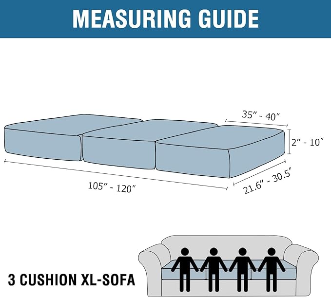 H.VERSAILTEX Velvet Stretch Couch Cushion Cover Plush Cushion Slipcover Cushion Furniture Protector Seat Cushion Sofa Cover (3 Piece XL Sofa Cushion Covers, Vintage Green)-HomvellaHome