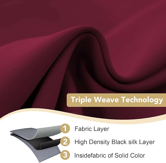 H.VERSAILTEX Curtains Ultra Sleep Well Microfiber Blackout Thermal Insulated Grommet Drapery Panels Energy Efficient Window Curtains/Drapes for Christmas (Set of 2, Burgundy, 52 x 96 Inch)-HomvellaHome