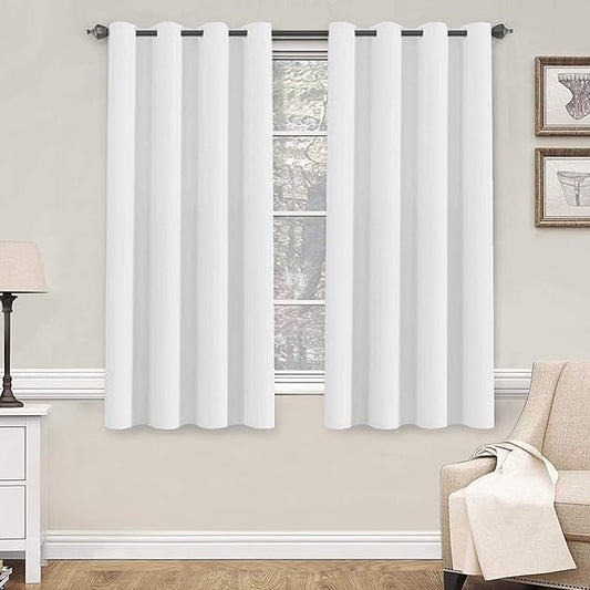 H.VERSAILTEX Pure White Curtains 63 inch Length Window Treatment Panels for Living Room Thermal Insulated Grommet Curtain Drapes (Set of 2)-HomvellaHome