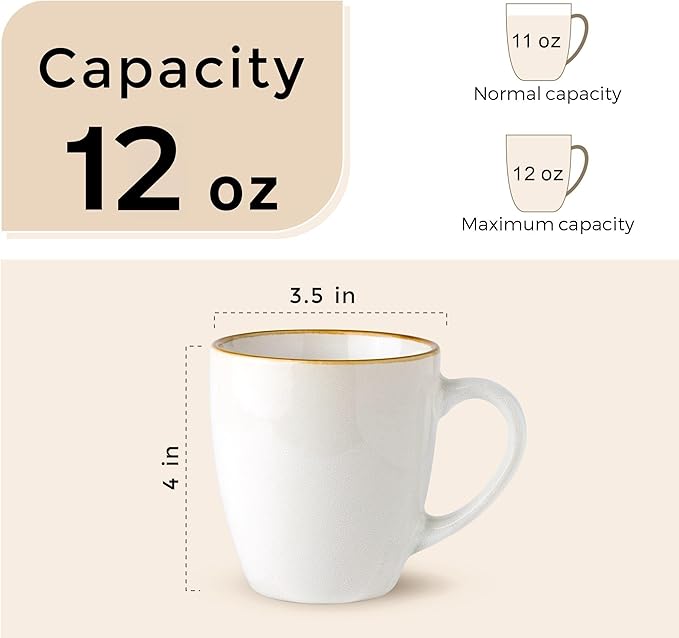 GBHOME Ceramic Coffee Mugs Set of 4, 12oz Stoneware Coffee Mugs Set For Dad Mom Women MEN, Light Weight Ceramic Coffee Cups for Latte/Tea/Beer/Hot Cocoa, Dishwasher & Microwave Safe-HomvellaHome