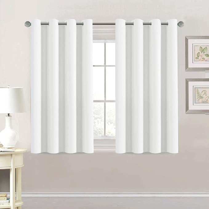 H.VERSAILTEX Thermal Insulated Room Darkening White Curtains for Bedroom/Living Room - Classic Grommet Top (2 Panels, White, 52 Inch by 45 Inch)-HomvellaHome