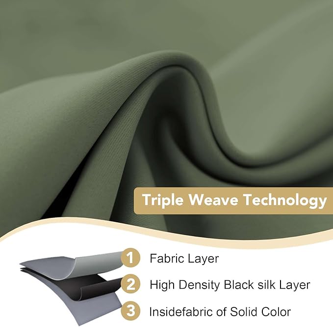 H.VERSAILTEX Ultra Soft Microfiber Thermal Insulated Antique Copper Grommet Blackout Curtains/Window Treatment Draperies 52 by 72 - Inch for Living Room/Bedroom,Set of 2 - Bronze Green-HomvellaHome