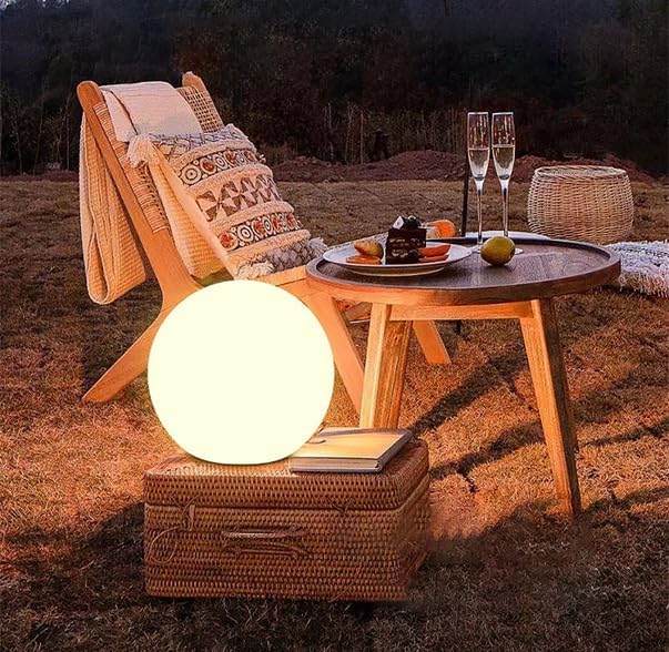 10 In LED Globe Light w/Remote, 16 RGB Colors 4 Modes & 8 Dimmable Brightness LED Ball Light Sphere Lamp, Rechargeable Orb Night Light Waterproof Outdoor Globe Lamp for Home/Yard/Lawn/Party/Pool Decor-HomvellaHome