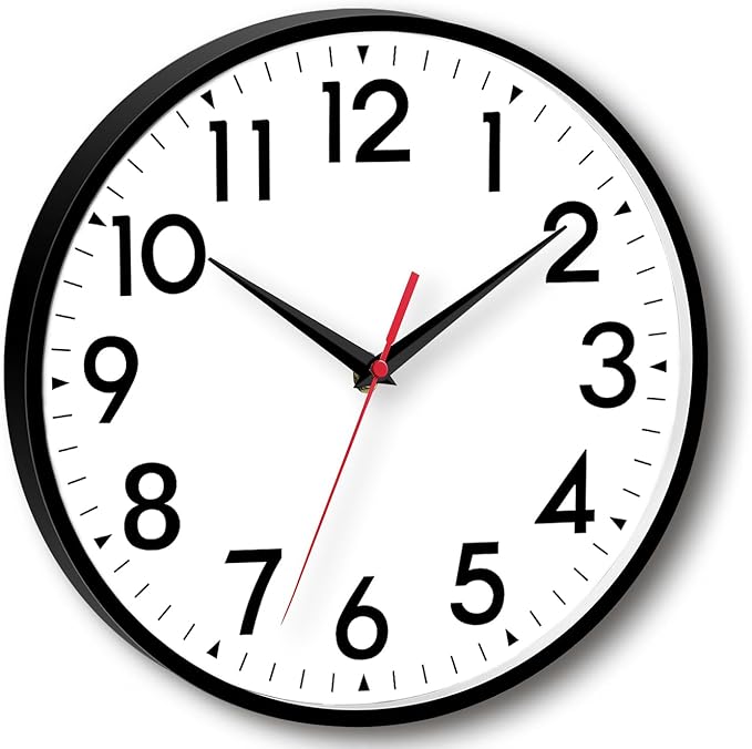 16 Inch Wall Clock, Large Wall Clocks Battery Operated, Big Silent Non-Ticking Analog Clock Decorative for Living Room, Office, Kitchen, Outdoor,Classroom, Bedroom, Bathroom, School(Black)-HomvellaHome
