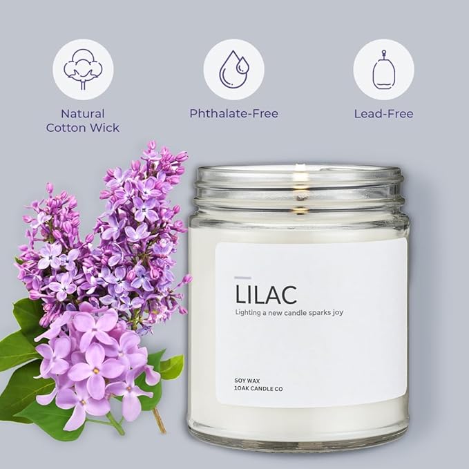 1OAK Soy Wax Scented Candles (Lilac) - Lilac Candle - Soy Candle for Home Scented - Long Burning Candles Premium - Hand-Poured (7oz.)-HomvellaHome